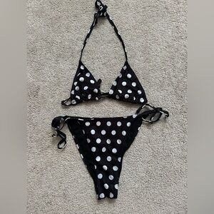 NASTY GAL BLACK AND WHITE POLKA DOT BIKINI!!